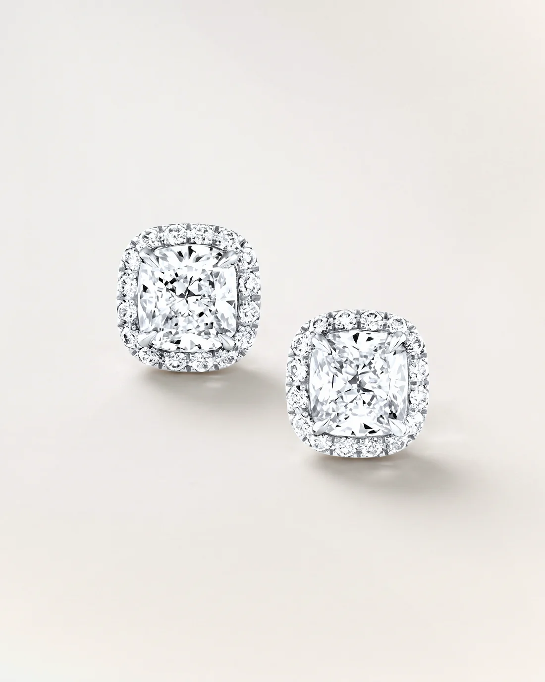 ORTIGAS Cushion Halo Studs earrings, front view