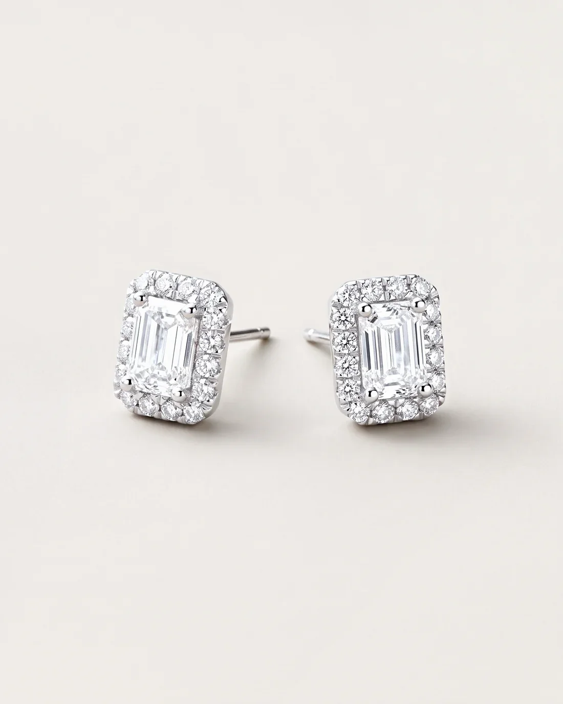 ORTIGAS Emerald Halo Studs earrings, front view
