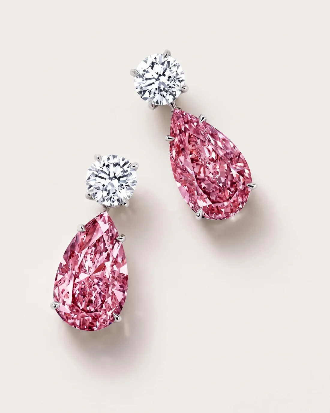 ORTIGAS Pink Pear Drops earrings, front view