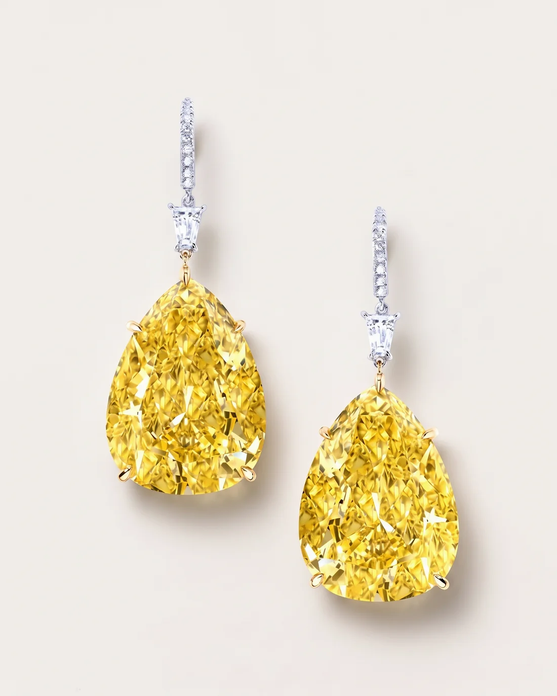 ORTIGAS Yellow Pear Drops earrings, front view