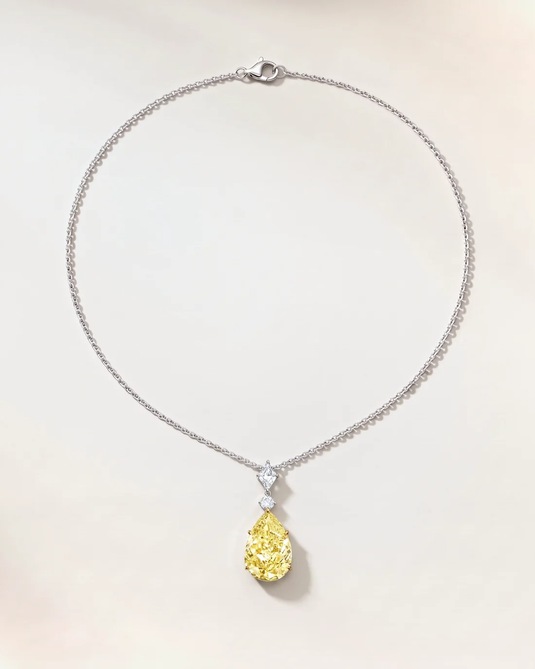 ORTIGAS Yellow Pear Drop necklace, front view