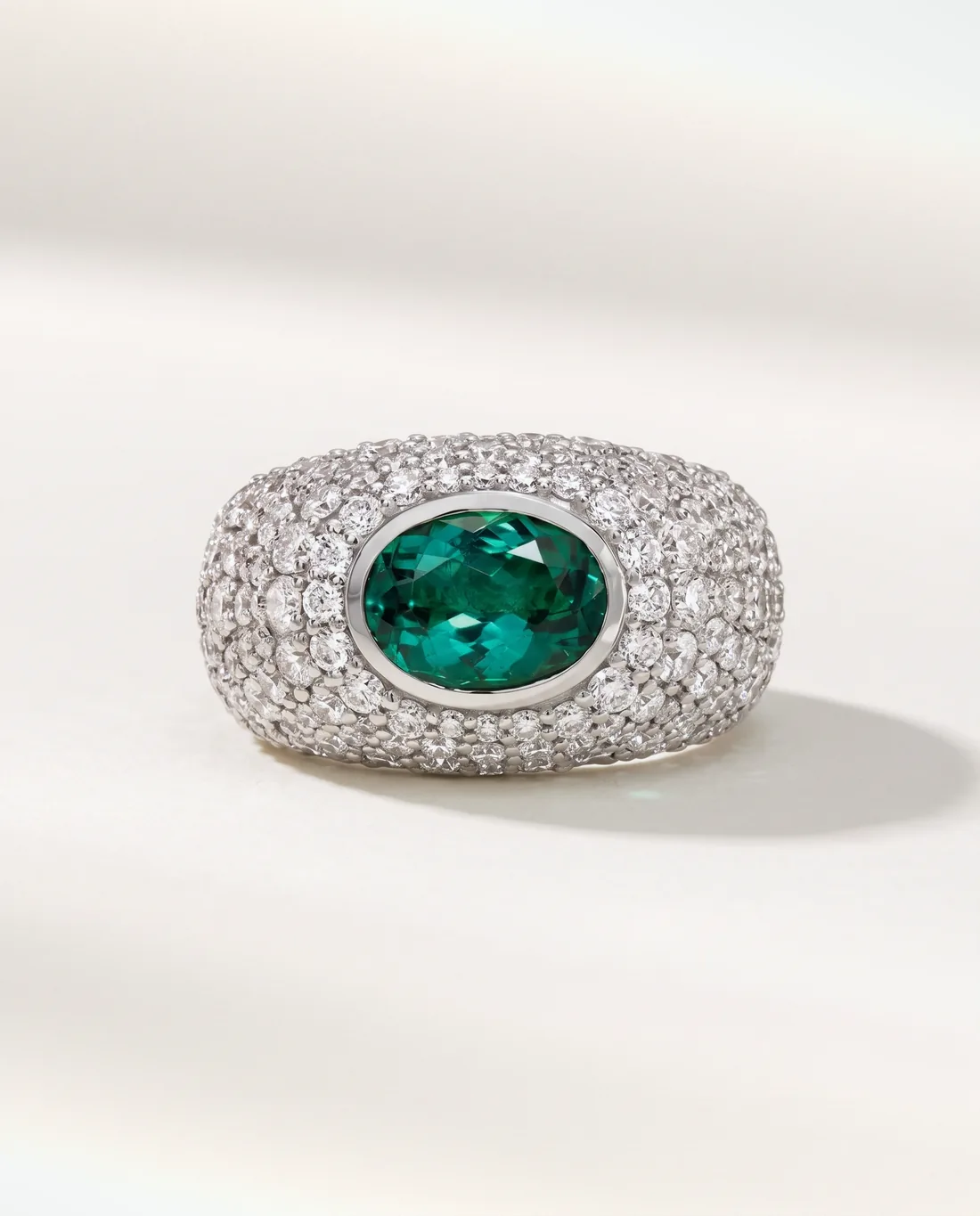 ORTIGAS Emerald Dome ring, front view