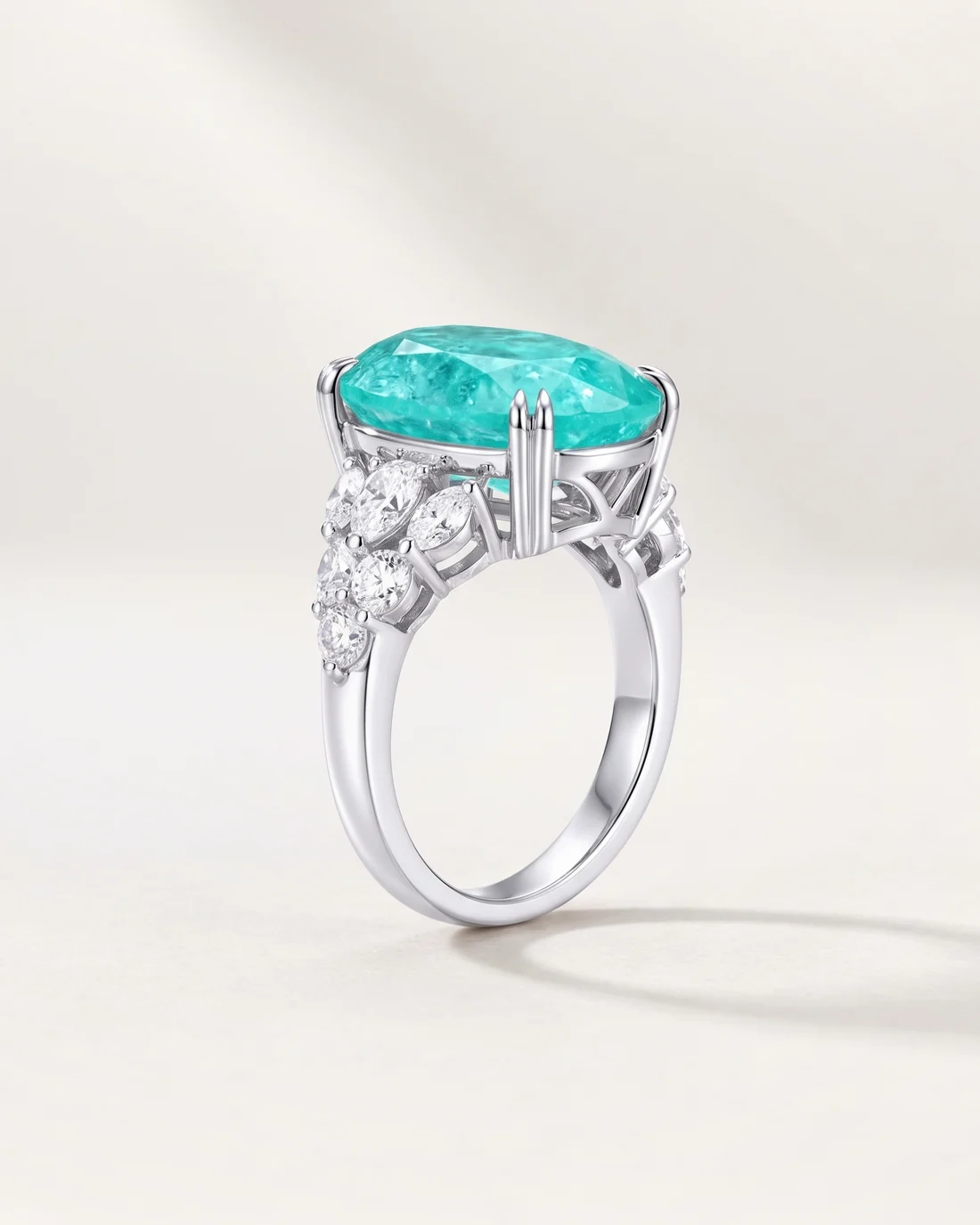 ORTIGAS Paraiba Oval ring, three-quarter view