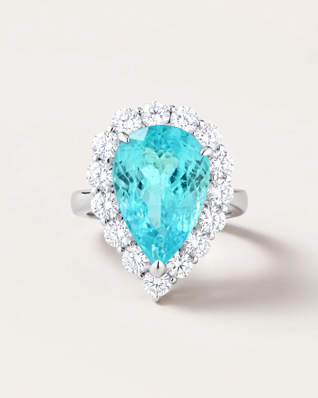 ORTIGAS Paraiba Pear ring, flat view
