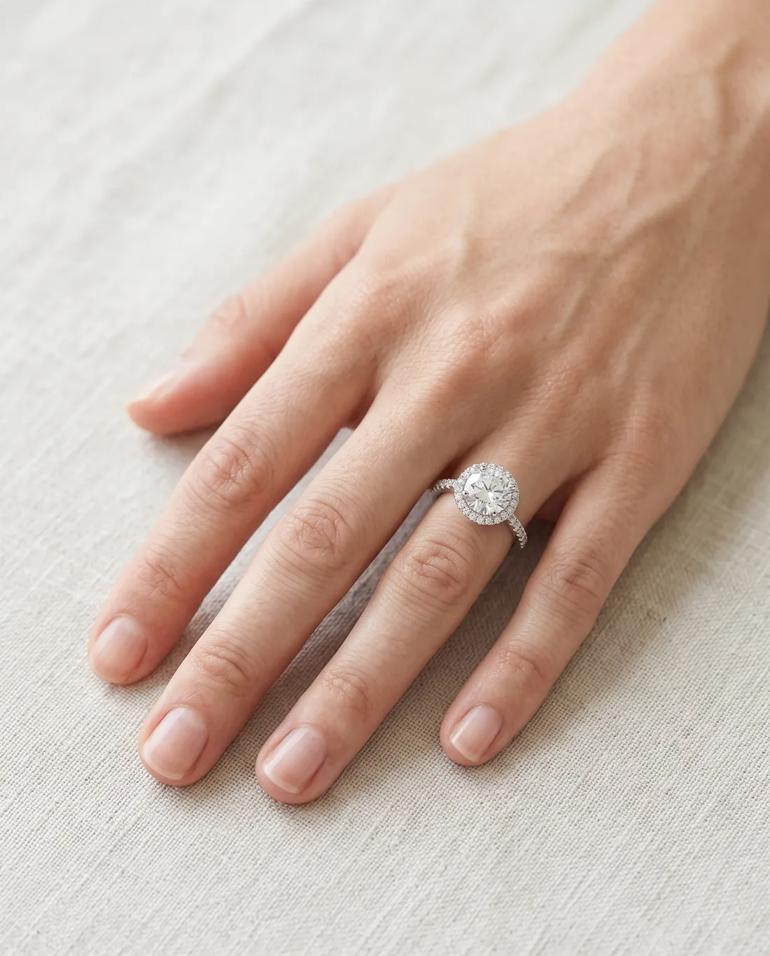 ORTIGAS Round Halo ring, worn on the hand