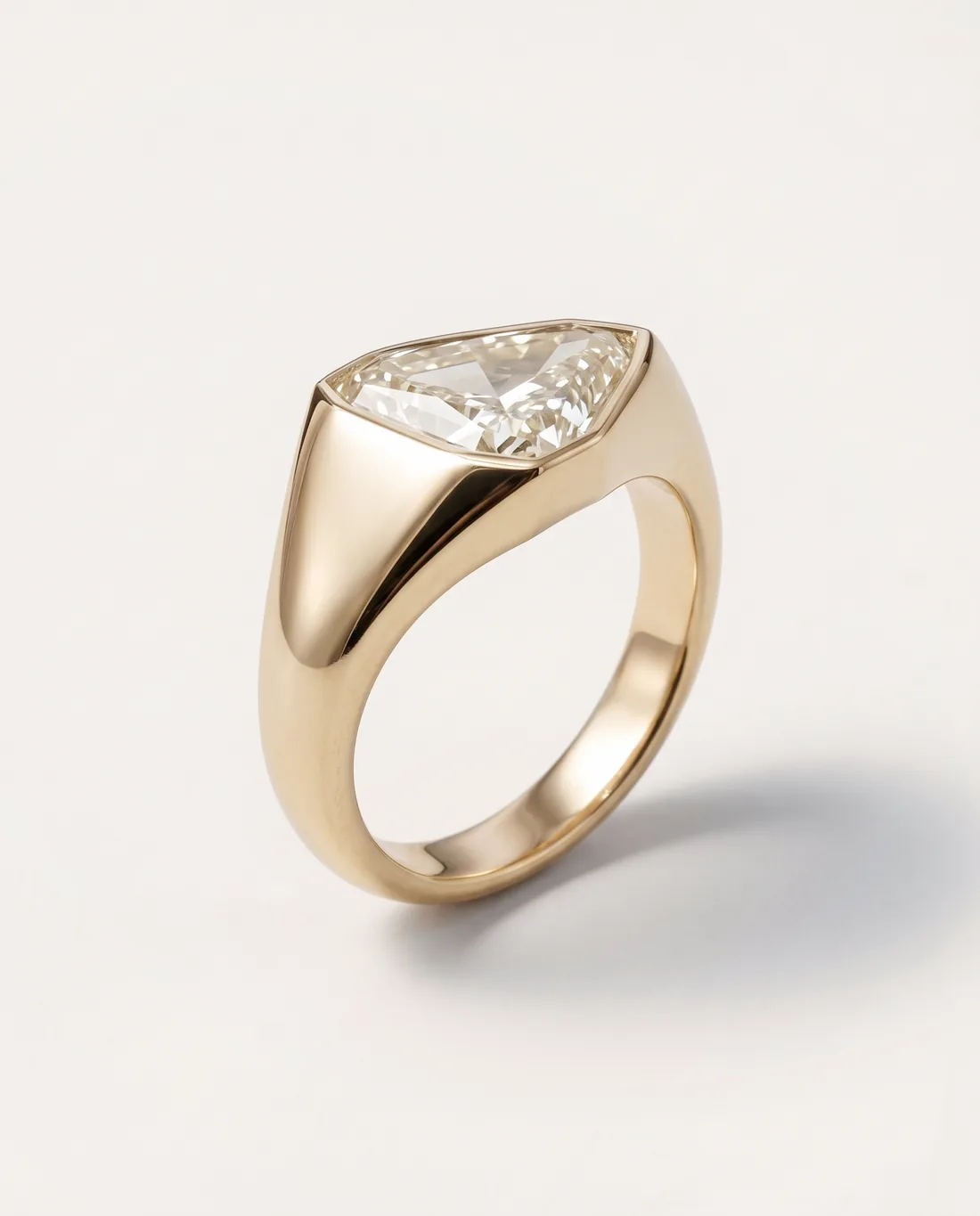 ORTIGAS Shield Signet ring, three-quarter view