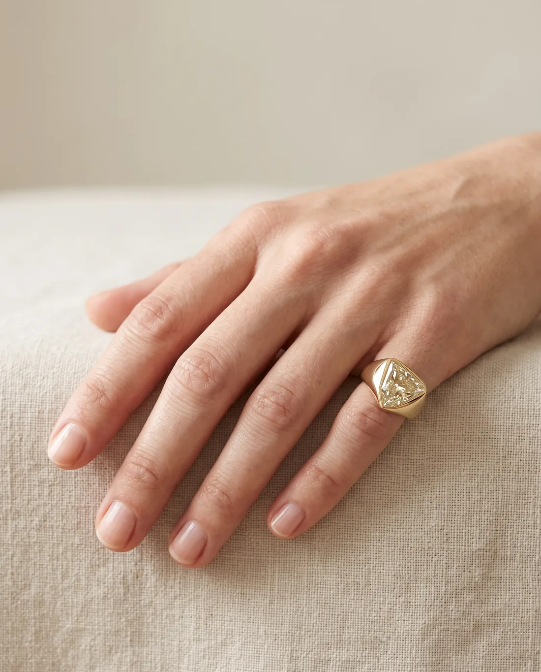 ORTIGAS Shield Signet ring, worn on the hand